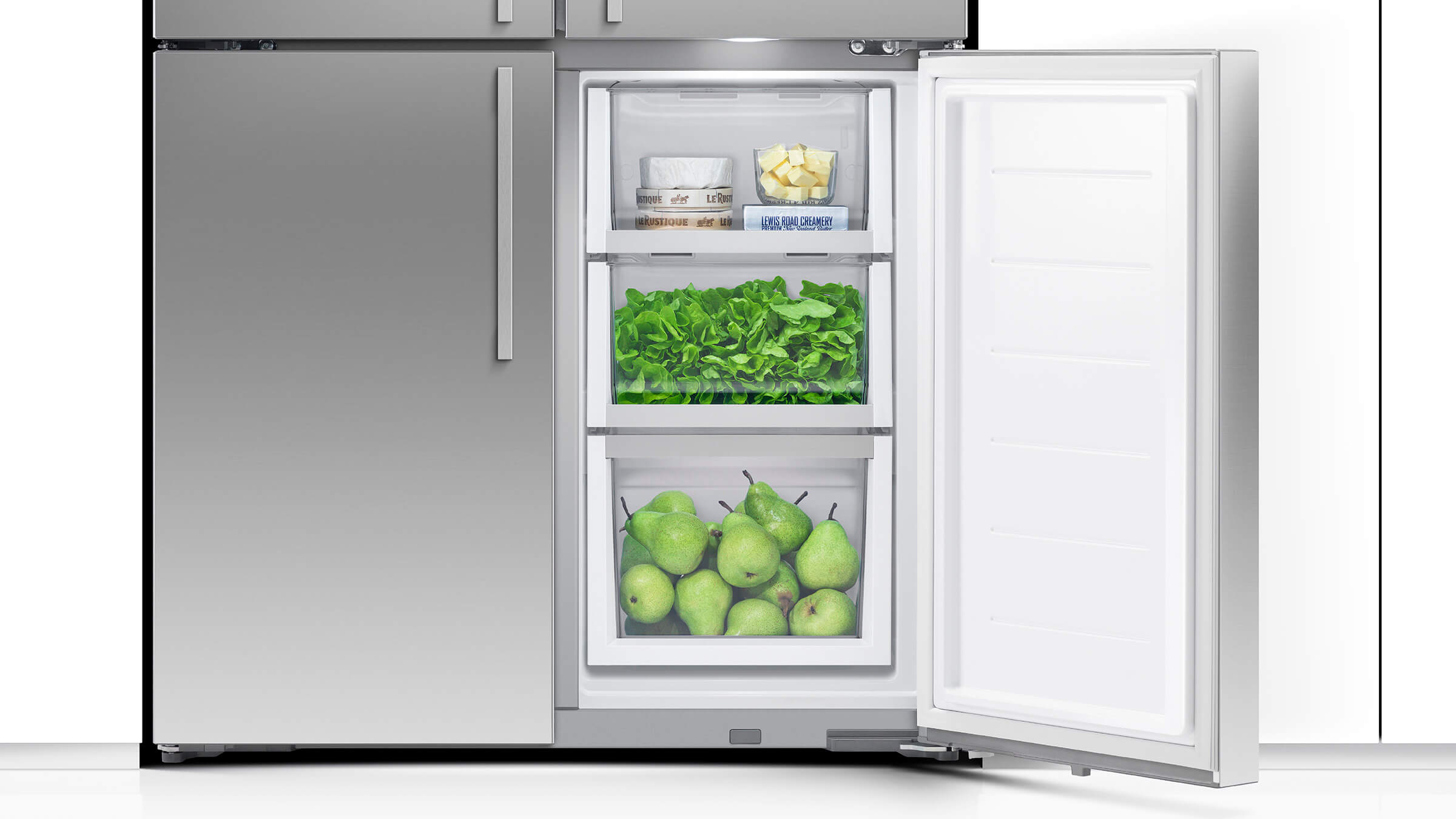 Freestanding Quad Door Refrigerator Freezer, 36