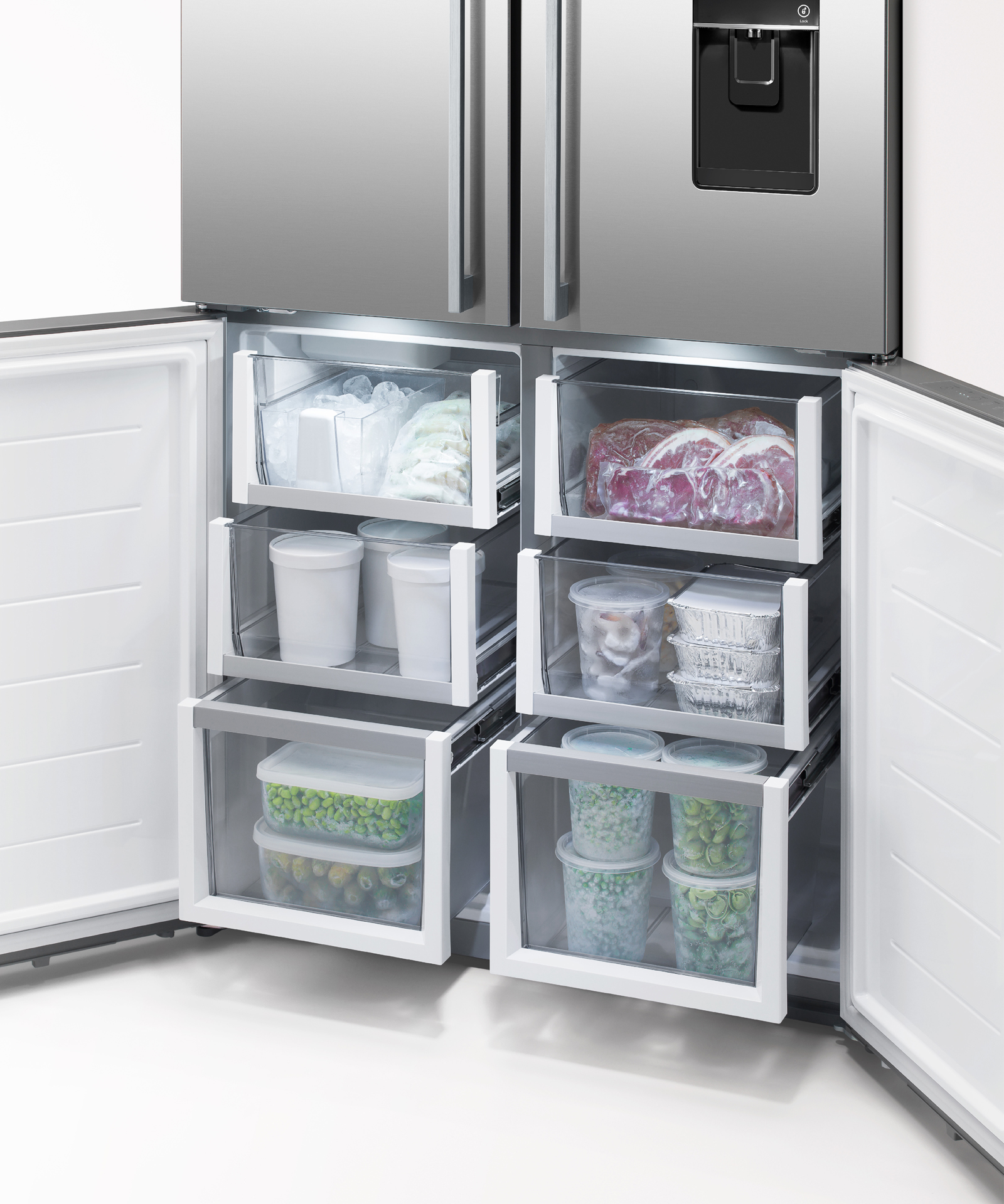 Freestanding Quad Door Refrigerator Freezer, 36