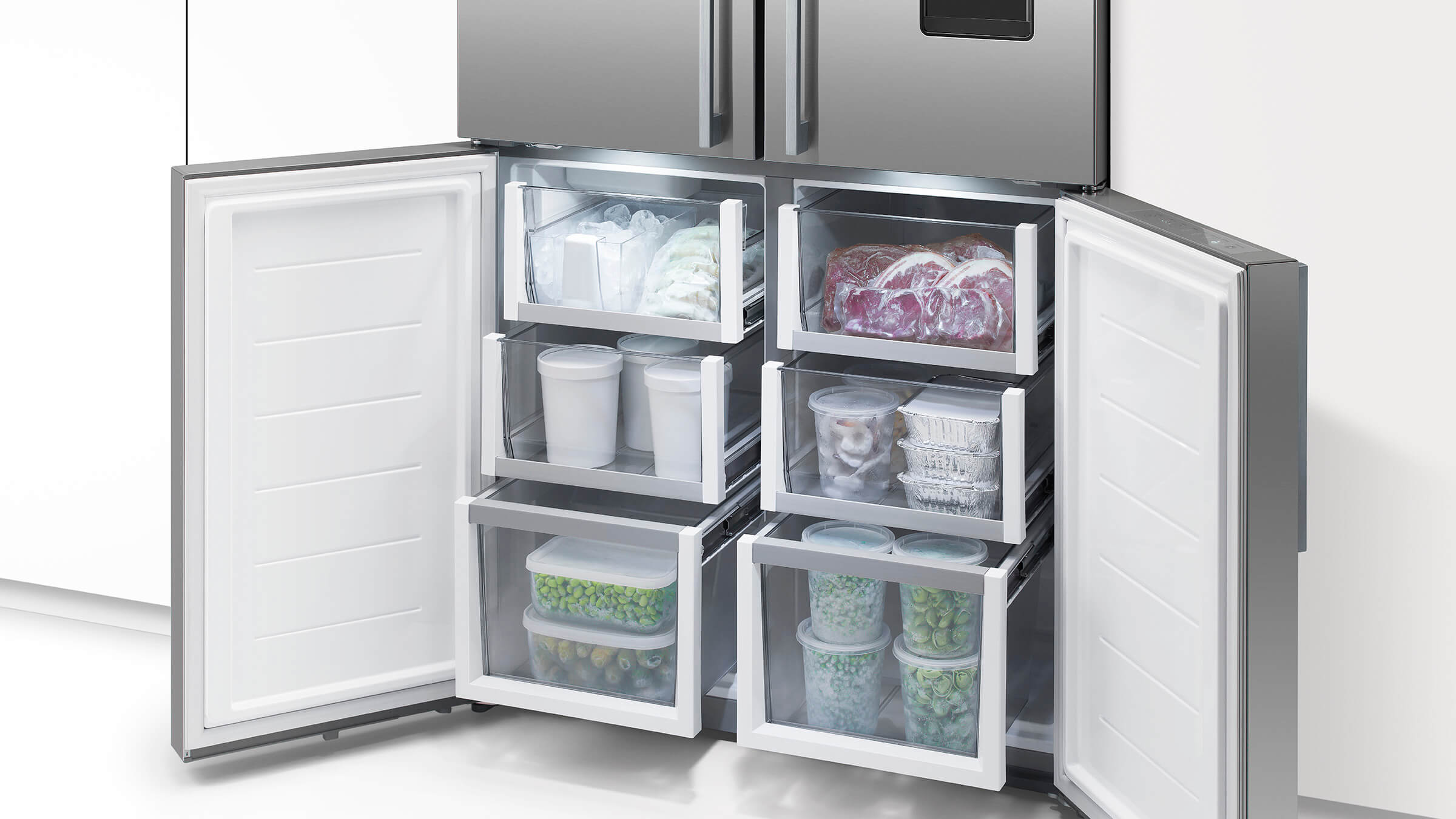 Freestanding Quad Door Refrigerator Freezer, 36