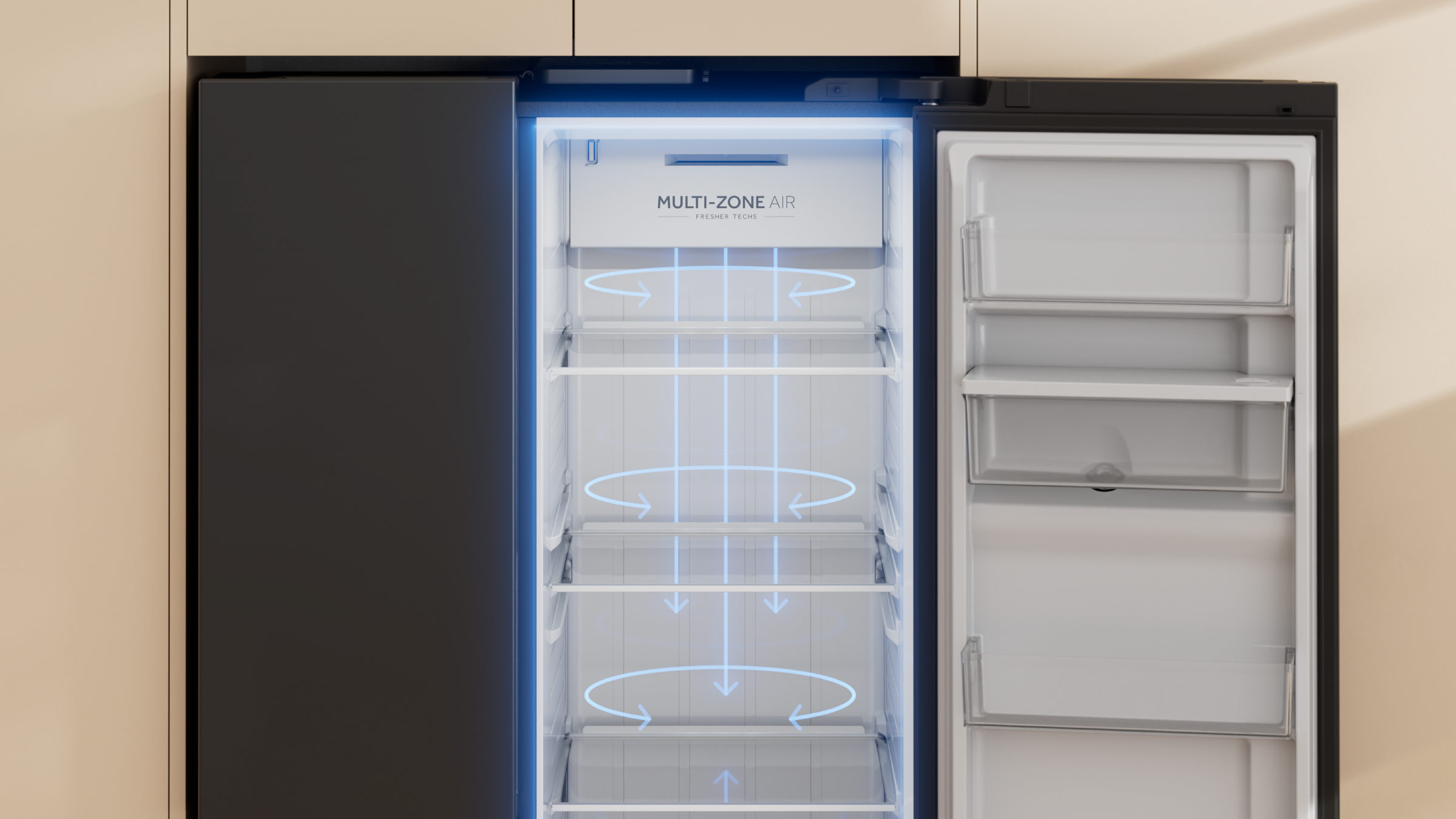 574L 500 Series S+ Three-Door Side-by-Side Refrigerator Freezer